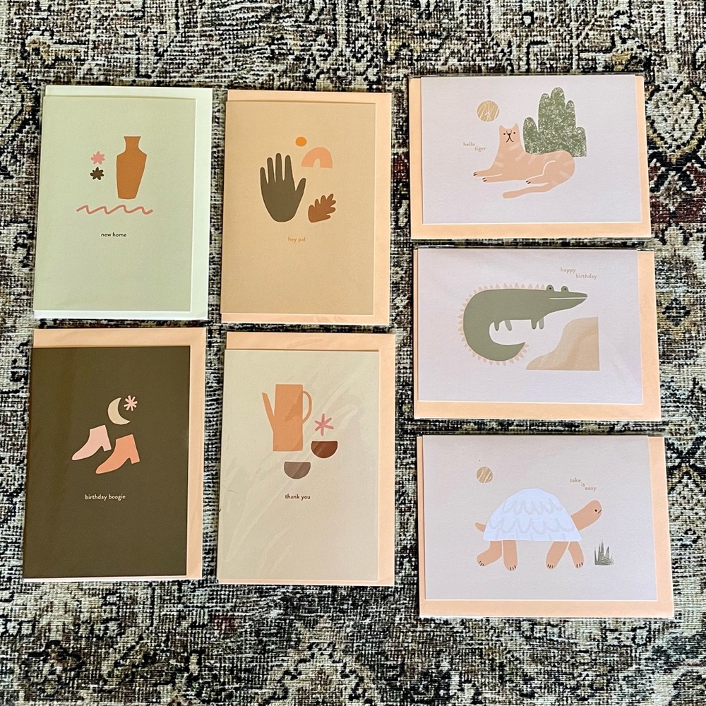 Lot of 7 Hattie Maud Handprinted Greeting Cards